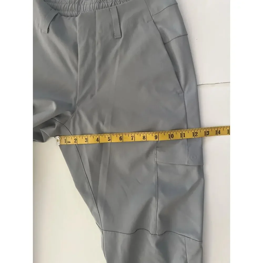 Lululemon Fixed Waist Pants Men 31 Gray Rain Hiking Elastic Waist Cargo Pockets